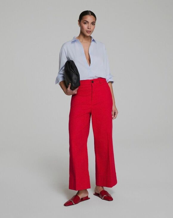 SPANX Pants - Spanx Stretched Twill Crop Wide Leg 2.0 Trouser Pants in Red Size